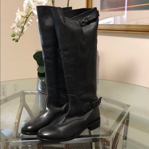 New J.Crew leather extended calf boots in black